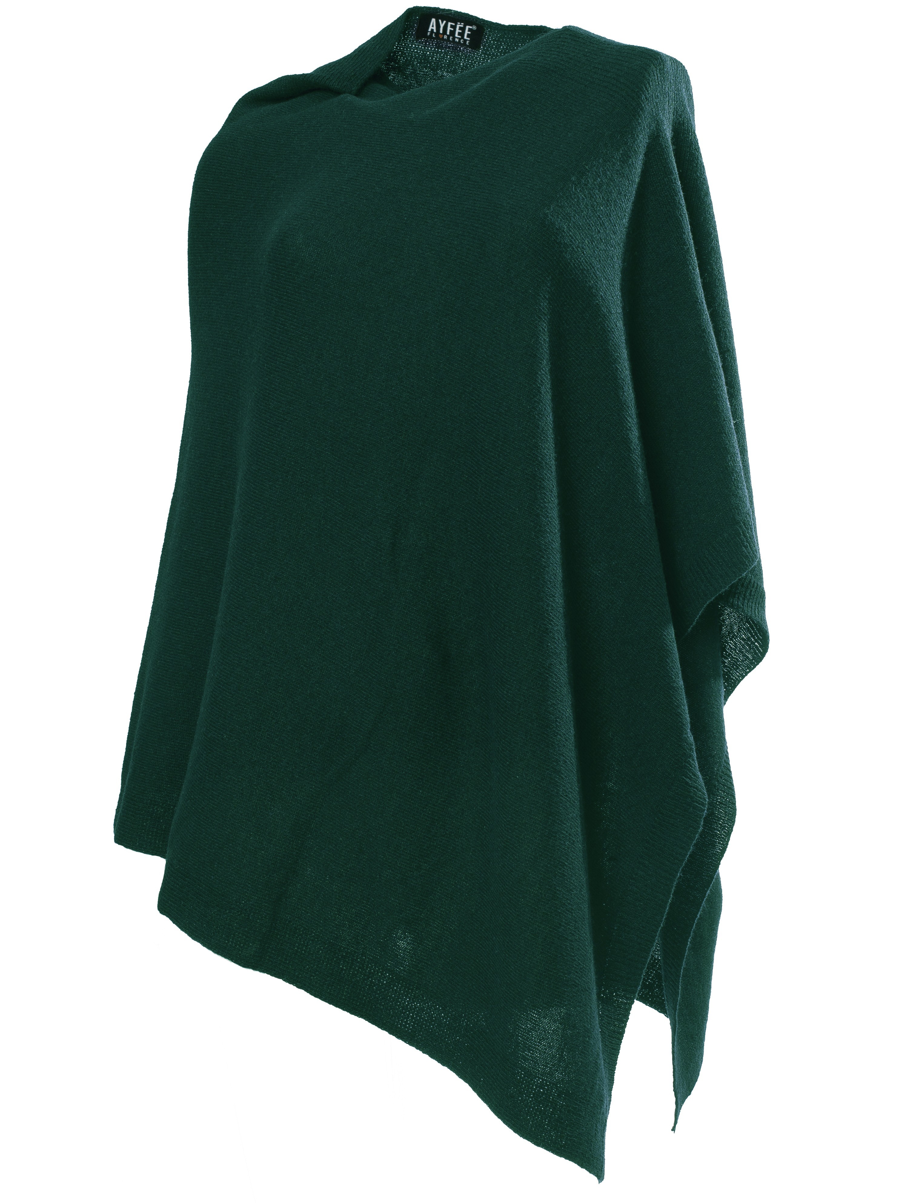 PONCHO MAGLIA, T.U., 10%CASHEMERE 33%MERINO 33%VI 24%POLY, MADE IN ITALY       - DARK GREEN